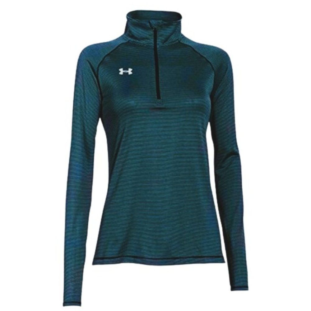 Women's Navy/Grey Under Armour Fitted Striped 1/4 Zip Pullover